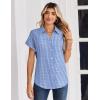 image:imageZeagoo Womens Tops Short Sleeve Shirts Button Down Casual Blouses V Neck Outfits Summer Spring Clothes 2026Stripe4