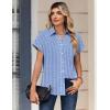 image:imageZeagoo Womens Tops Short Sleeve Shirts Button Down Casual Blouses V Neck Outfits Summer Spring Clothes 2026Stripe4