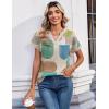 image:imageZeagoo Womens Tops Short Sleeve Summer V Neck Shirts Work Blouses Business Outfits Fashion ClothingBlack Khaki Dots
