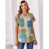image:imageZeagoo Womens Tops Short Sleeve Summer V Neck Shirts Work Blouses Business Outfits Fashion ClothingBlack Khaki Dots