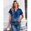 image:imageZeagoo Womens Tops Short Sleeve Summer V Neck Shirts Work Blouses Business Outfits Fashion ClothingFloral Blue