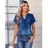 image:imageZeagoo Womens Tops Short Sleeve Summer V Neck Shirts Work Blouses Business Outfits Fashion ClothingFloral Blue
