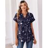 image:imageZeagoo Womens Tops Short Sleeve Summer V Neck Shirts Work Blouses Business Outfits Fashion ClothingFloral Navy