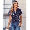 image:imageZeagoo Womens Tops Short Sleeve Summer V Neck Shirts Work Blouses Business Outfits Fashion ClothingFloral Navy