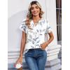 image:imageZeagoo Womens Tops Short Sleeve Summer V Neck Shirts Work Blouses Business Outfits Fashion ClothingLeaf White