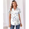 image:imageZeagoo Womens Tops Short Sleeve Summer V Neck Shirts Work Blouses Business Outfits Fashion ClothingLeaf White