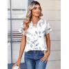 image:imageZeagoo Womens Tops Short Sleeve Summer V Neck Shirts Work Blouses Business Outfits Fashion ClothingLeaf White