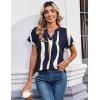 image:imageZeagoo Womens Tops Short Sleeve Summer V Neck Shirts Work Blouses Business Outfits Fashion ClothingStriped 327