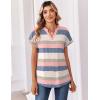 image:imageZeagoo Womens Tops Short Sleeve Summer V Neck Shirts Work Blouses Business Outfits Fashion ClothingStriped 669