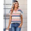image:imageZeagoo Womens Tops Short Sleeve Summer V Neck Shirts Work Blouses Business Outfits Fashion ClothingStriped 669