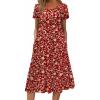 image:imageZEAGOO Womens Casual Dresses for Summer Short Sleeve Flare Midi Dress Loose Flowy Beach Sundress2601 Red Floral