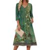 image:imageZeagoo 34 Sleeve Womens Dress Casual Midi Tshirt Dresses with Pockets Empire Waist Summer SemiFormal Boho Beach SundressGreen Floral