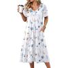 image:imageZeagoo Summer Dress for Women Casual Floral Midi Sundress with Pockets V Neck Pleated Short Sleeve Aline Beach Vacation DressWhite Floral