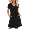 image:imageZeagoo Summer Dresses for Women Casual A Line Dress 2026 V Neck Short Dresses Floral Sundress Pleated Boho DressAblack