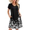image:imageZeagoo Summer Dresses for Women Casual A Line Dress 2026 V Neck Short Dresses Floral Sundress Pleated Boho DressBlack Floral 01