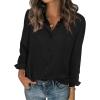 image:imageZeagoo Women Blouses Chiffon Long Sleeve Button Down Shirts Business Causal Dressy Work Top V Neck Summer Spring ClothesBlack