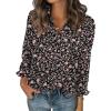 image:imageZeagoo Women Blouses Chiffon Long Sleeve Button Down Shirts Business Causal Dressy Work Top V Neck Summer Spring ClothesBlack Floral