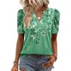 image:imageZeagoo Women Blouses Puff Short Sleeve Tops V Neck Dressy Casual Spring Shirts Boho Floral Cute Clothes 2026Bf180green Flowers