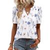 image:imageZeagoo Women Blouses Puff Short Sleeve Tops V Neck Dressy Casual Spring Shirts Boho Floral Cute Clothes 2026Bf290white Flowers