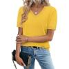 image:imageZeagoo Womens Short Sleeve Sweaters 2026 Summer Lightweight V Neck Pullover Tops Dressy Business Casual Blouses ClothesYellow