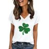 image:imageZeagoo Womens Summer Tops Rolled Short Sleeve V Neck Shirts Casual Dressy Business Work Blouses OutfitsClover Printsp139