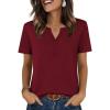 image:imageZeagoo Womens Summer Tops V Neck Short Sleeve Shirts Dressy Casual Blouse Spring Vacation Tshirts ClothesWine Red