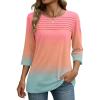 image:imageZeagoo Womens Tops 34 Length Sleeve Blouses Dressy Casual Shirt Pleated Front Tunic Floral Printed Spring ClothesGradient Blue Pink 218