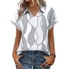 image:imageZeagoo Womens Tops Short Sleeve Shirts Button Down Casual Blouses V Neck Outfits Summer Spring Clothes 2026Chain Gray White