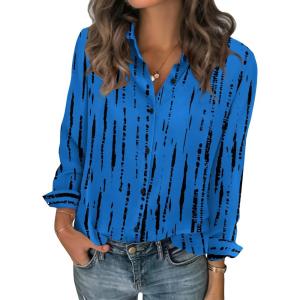 image:imageZeagoo Women Blouses Chiffon Long Sleeve Button Down Shirts Business Causal Dressy Work Top V Neck Summer Spring ClothesBlue Black