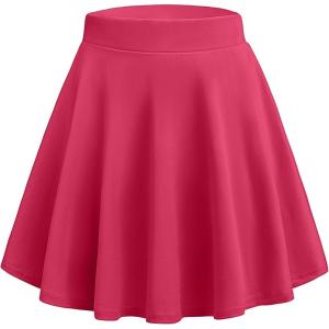 image:imageZeagoo Womens Skirt Basic Mini Skater Skirt 2026 Summer Skirts Stretchable High Waist ALine Valentines SkirtsRose