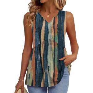 image:imageZeagoo Womens Tank Tops 2026 Sleeveless V Neck Loose Fit Casual Flowy Boho Beach Summer ShirtsPrint Cx289