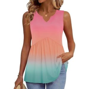 image:imageZeagoo Womens Tank Tops 2026 Sleeveless V Neck Loose Fit Casual Flowy Boho Beach Summer ShirtsPrint Jb218