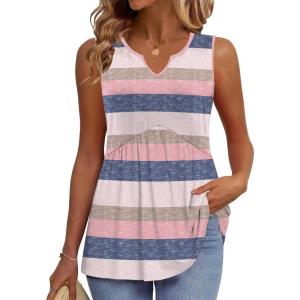 image:imageZeagoo Womens Tank Tops 2026 Sleeveless V Neck Loose Fit Casual Flowy Boho Beach Summer ShirtsStripes Tw669