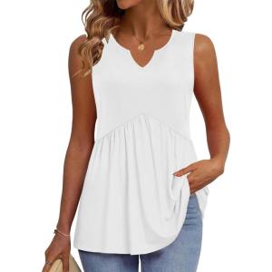 image:imageZeagoo Womens Tank Tops 2026 Sleeveless V Neck Loose Fit Casual Flowy Boho Beach Summer ShirtsWhite