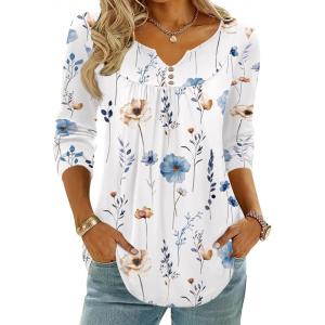 image:imageZeagoo Womens Tops Long Sleeve Shirts Boho Tops for Women 2026 Fall Blouses Ladies Sweatshirts Spring Fashion ClothingA01white Print