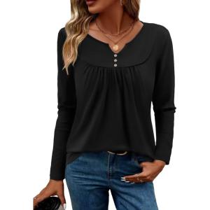 image:imageZeagoo Womens Tops Long Sleeve Shirts Boho Tops for Women 2026 Fall Blouses Ladies Sweatshirts Spring Fashion ClothingBlack