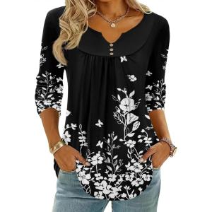 image:imageZeagoo Womens Tops Long Sleeve Shirts Boho Tops for Women 2026 Fall Blouses Ladies Sweatshirts Spring Fashion ClothingBlack Print