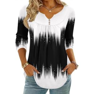 image:imageZeagoo Womens Tops Long Sleeve Shirts Boho Tops for Women 2026 Fall Blouses Ladies Sweatshirts Spring Fashion ClothingGradient Black White