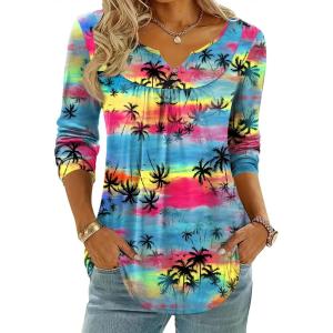 image:imageZeagoo Womens Tops Long Sleeve Shirts Boho Tops for Women 2026 Fall Blouses Ladies Sweatshirts Spring Fashion ClothingGradual Rainbow Trees