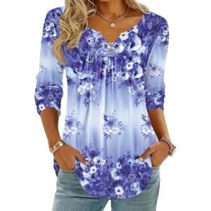 image:imageZeagoo Womens Tops Long Sleeve Shirts Boho Tops for Women 2026 Fall Blouses Ladies Sweatshirts Spring Fashion ClothingPurple Flowers