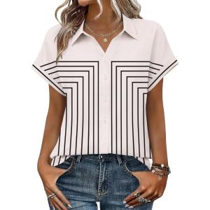 image:imageZeagoo Womens Tops Short Sleeve Shirts Button Down Casual Blouses V Neck Outfits Summer Spring Clothes 2026Multi
