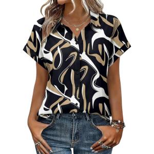 image:imageZeagoo Womens Tops Short Sleeve Shirts Button Down Casual Blouses V Neck Outfits Summer Spring Clothes 2026Multicolor312