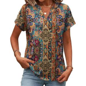 image:imageZeagoo Womens Tops Short Sleeve Summer V Neck Shirts Work Blouses Business Outfits Fashion ClothingBoho Mz721