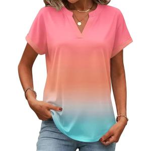 image:imageZeagoo Womens Tops Short Sleeve Summer V Neck Shirts Work Blouses Business Outfits Fashion ClothingGradient 218