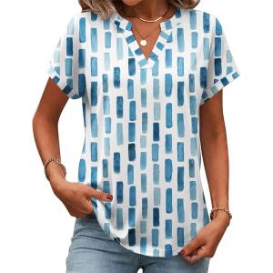 image:imageZeagoo Womens Tops Short Sleeve Summer V Neck Shirts Work Blouses Business Outfits Fashion ClothingStriped 329