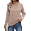 image:imageZeagoo Fall Sweaters for Women 2026 Long Sleeve Crewneck Ribbed Knit Pullover Sweater Loose Fit Basic Jumper TopsA Apricot