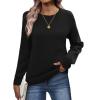 image:imageZeagoo Fall Sweaters for Women 2026 Long Sleeve Crewneck Ribbed Knit Pullover Sweater Loose Fit Basic Jumper TopsA Black