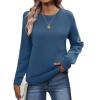 image:imageZeagoo Fall Sweaters for Women 2026 Long Sleeve Crewneck Ribbed Knit Pullover Sweater Loose Fit Basic Jumper TopsA Blue