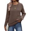 image:imageZeagoo Fall Sweaters for Women 2026 Long Sleeve Crewneck Ribbed Knit Pullover Sweater Loose Fit Basic Jumper TopsA Brown
