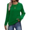 image:imageZeagoo Fall Sweaters for Women 2026 Long Sleeve Crewneck Ribbed Knit Pullover Sweater Loose Fit Basic Jumper TopsA Green